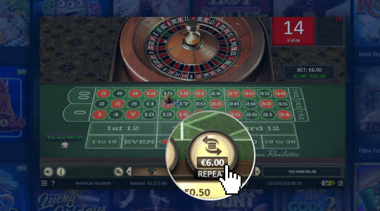 Repeat the bet or place new chips