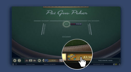 Choose the height of the bet