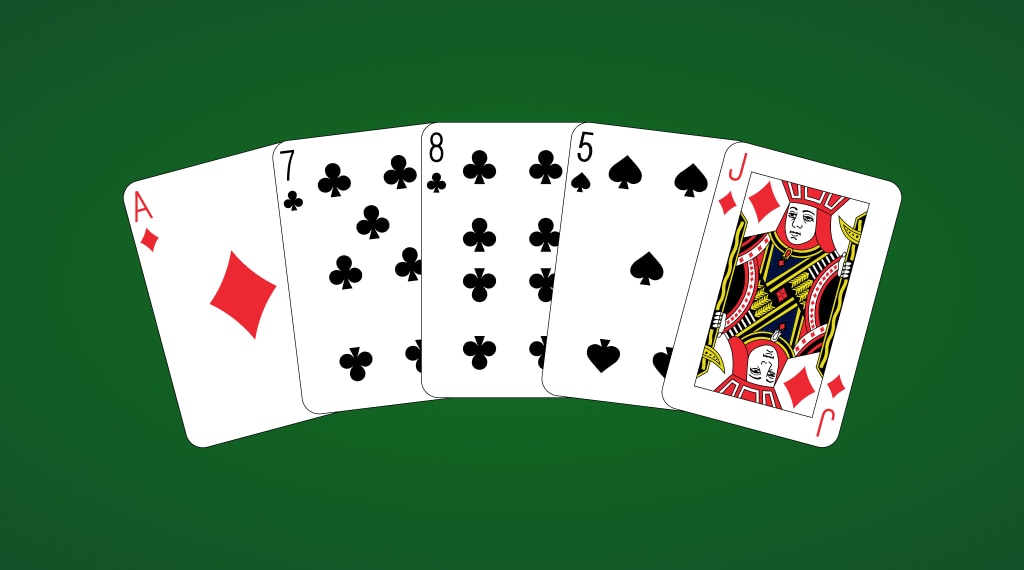 high card Caribbean stud poker