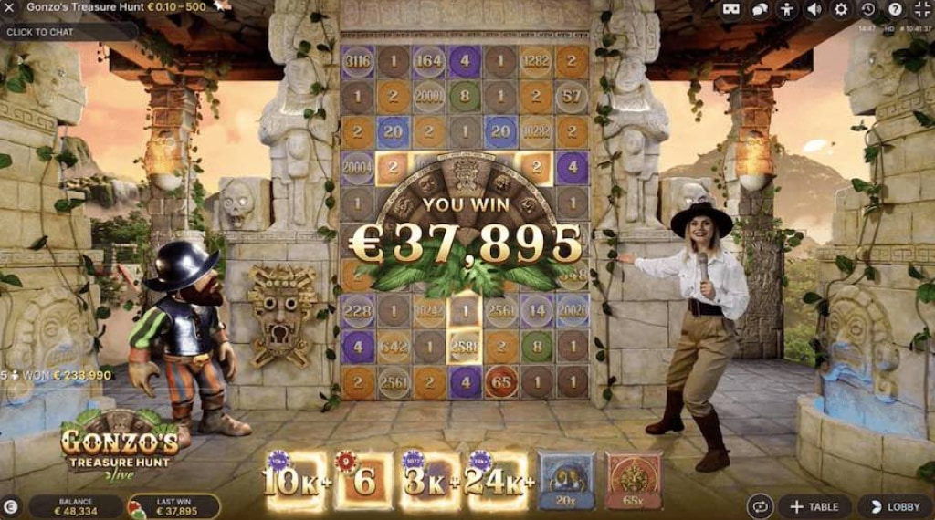 What treasures are hidden in Gonzo's Treasure Hunt Live