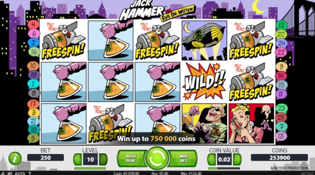 Wilds and free spins inside Jack Hammer