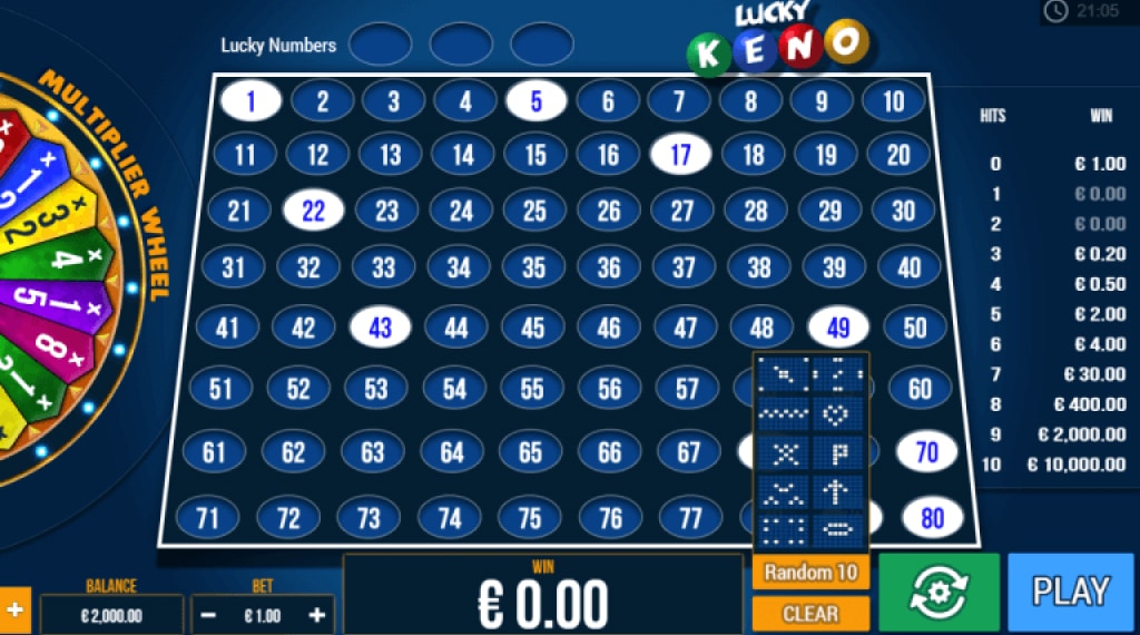 What does Standard Keno look like