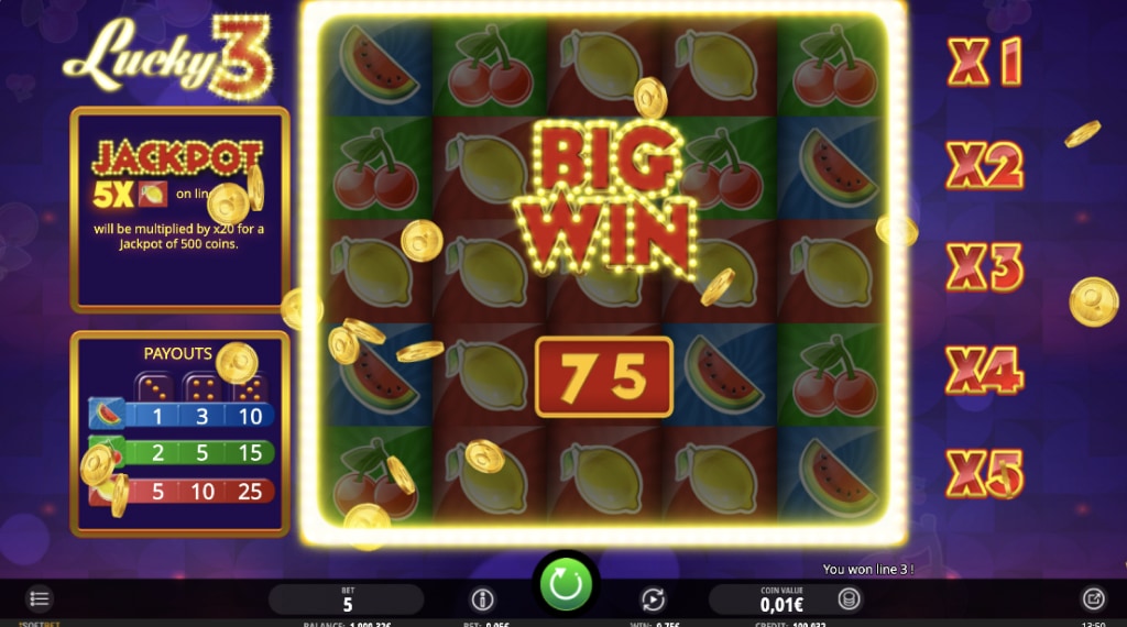 Multipliers in Lucky 3