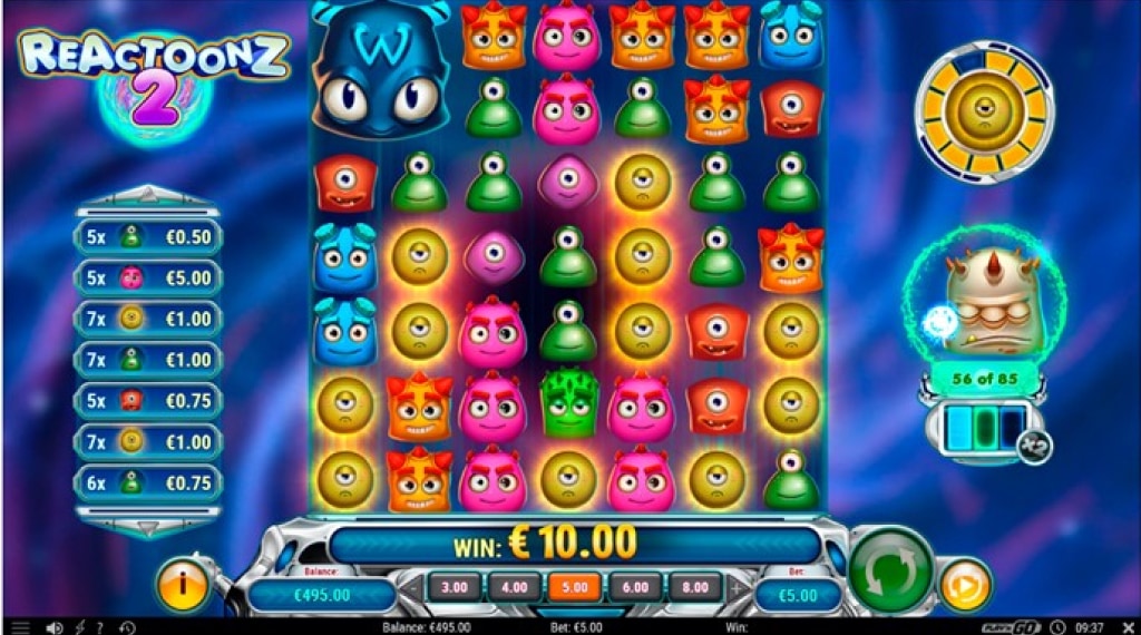 Bonus games from Reactoonz 2