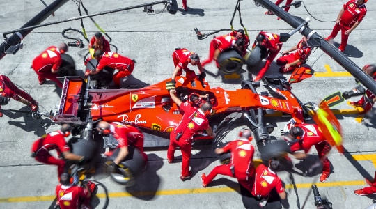 Formula 1 cars at pit stop