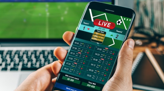 Mobile where live bets are placed on football matches